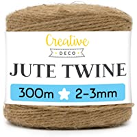 Creative Deco 985 Pies - 300 m Cordel Cuerda Yute Manualidades | 2-3 mm de Espesor | Rollo Grande Marrón Natural Gruesa…
